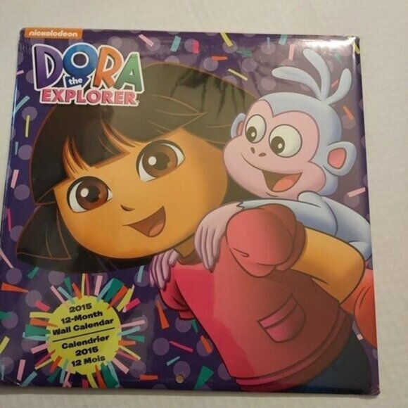 2015 DORA THE EXPLORER 12-MONTH WALL CALENDAR-SEALED-NEW-2015-VTG. - Picture 1 of 2